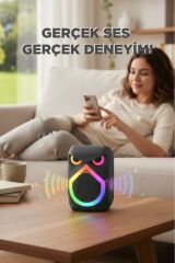 D80 Kablosuz Taşınabilir Hoparlör 12W Rgb Işıklı Kablosuz Mikrofonlu USB, FM radyo