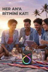 D80 Kablosuz Taşınabilir Hoparlör 12W Rgb Işıklı Kablosuz Mikrofonlu USB, FM radyo