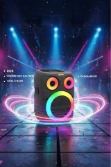 D81 Kablosuz Taşınabilir Hoparlör 12W Rgb Işıklı Kablosuz Mikrofonlu  TWS - USB - FM Radyo