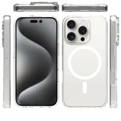 iPhone 16 Pro Max Kılıf Magsafe Şarj Özellikli Şeffaf Sert PC Embos Kapak