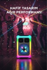 Kablosuz Mikrofonlu RGB Işıklı Bluetooth Hoparlör USB TF FM 12W Taşınabilir KTS-2452