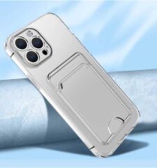 iPhone 11 Pro Max Kılıf Kartlıklı Şeffaf Setra Clear Silikon Kapak