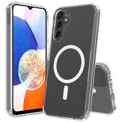 Samsung Galaxy S24 Kılıf Magsafe Şarj Özellikli Şeffaf Sert PC Embos Kapak