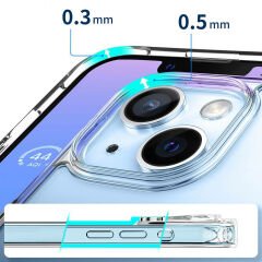 iPhone 15 Plus Kılıf Magsafe Şarj Özellikli Şeffaf Sert PC Embos Kapak