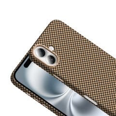 iPhone 16 Plus Kılıf Kablosuz Şarj Özellikli Karbon Fiber Görünümlü Gros Kapak