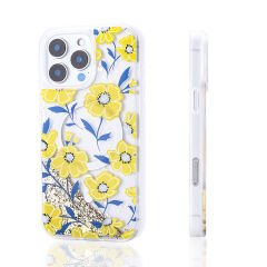iPhone 15 Pro Max Kılıf Sıvılı Simli Baskılı Şeffaf Arka Yüzey Mossa Silikon Kapak