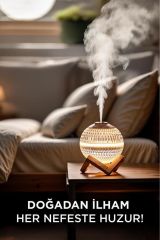 Hava Nemlendiricisi Rgb Işıklı Ahşap Standlı Kristal Görünümlü Top H10