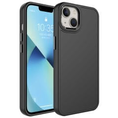 iPhone 14 Plus Kılıf Metal Çerçeve ve Buton Tasarımlı Sert Botox Kapak