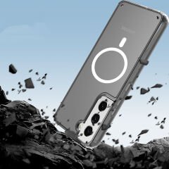Samsung Galaxy S23 Plus Kılıf Magsafe Şarj Özellikli Şeffaf Sert PC Embos Kapak