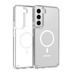 Samsung Galaxy S23 Plus Kılıf Magsafe Şarj Özellikli Şeffaf Sert PC Embos Kapak