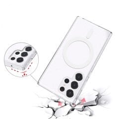 Samsung Galaxy S23 Ultra Kılıf Magsafe Şarj Özellikli Parlayan Simli Saydam Renkli Allstar Kapak