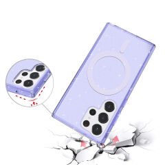 Samsung Galaxy S23 Ultra Kılıf Magsafe Şarj Özellikli Parlayan Simli Saydam Renkli Allstar Kapak