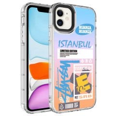 iPhone 11 Kılıf Kamera Korumalı Renkli Desenli Sert Silikon Korn Kapak