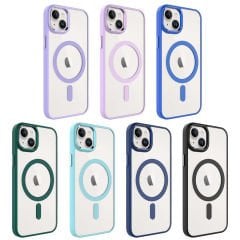 iPhone 14 Kılıf Wireless Şarj Özellikli Krom Magsafe Silikon Kapak