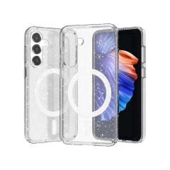 Samsung Galaxy S23 FE Kılıf Magsafe Şarj Özellikli Parlayan Simli Saydam Renkli Allstar Kapak