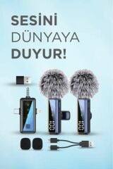 H68 Type-C + Lightning + Aux 2li 3in1 Kablosuz Yaka Mikrofonu