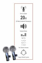 H68 Type-C + Lightning + Aux 2li 3in1 Kablosuz Yaka Mikrofonu