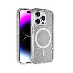 iPhone 15 Pro Kılıf Magsafe Şarj Özellikli Parlayan Simli Saydam Renkli Allstar Kapak