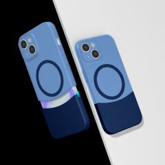 iPhone 15 Kablosuz Şarj Destekli Kılıf Mıknatıslı Duble Kapak