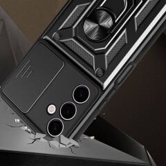 Samsung Galaxy A24 Kılıf Magnetik Standlı Kamera Korumalı Sürgülü Vega Kapak