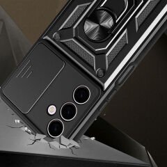 Samsung Galaxy A24 Kılıf Magnetik Standlı Kamera Korumalı Sürgülü Vega Kapak