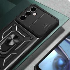 Samsung Galaxy A24 Kılıf Magnetik Standlı Kamera Korumalı Sürgülü Vega Kapak