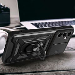 Samsung Galaxy A24 Kılıf Magnetik Standlı Kamera Korumalı Sürgülü Vega Kapak