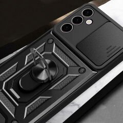 Samsung Galaxy A24 Kılıf Magnetik Standlı Kamera Korumalı Sürgülü Vega Kapak