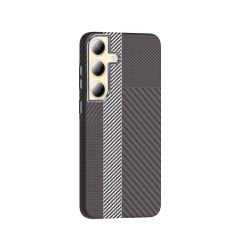 Samsung Galaxy S24 Kılıf Kablosuz Şarj Özellikli Karbon Fiber Görünümlü Gros Kapak