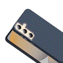 Samsung Galaxy S24 Kılıf Kablosuz Şarj Özellikli Karbon Fiber Görünümlü Gros Kapak