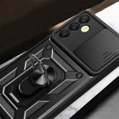 Samsung Galaxy A25 Tank Kılıf Magnetik Standlı Kamera Korumalı Sürgülü Vega Kapak