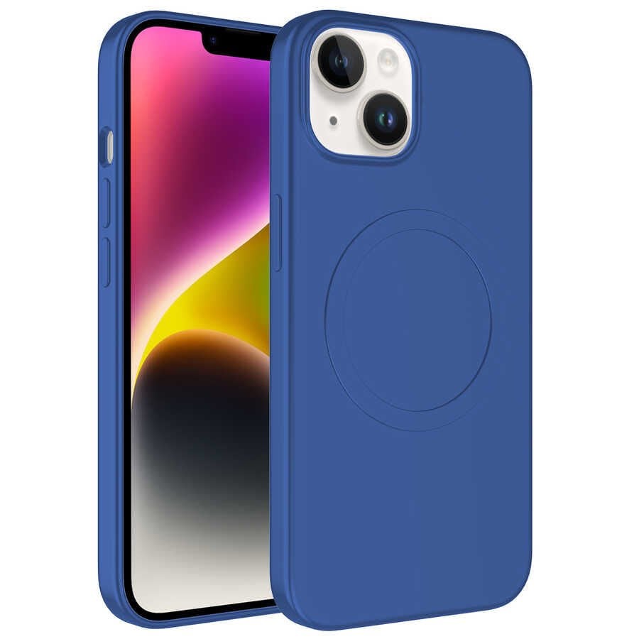 iPhone 14 Plus Kılıf Magsafe Wireless Şarj Özellikli Pastel Renk Silikon Plas Kapak