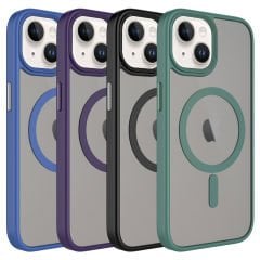 iPhone 15 Kılıf Mat Arka Yüzey Wireless Şarj Özellikli Flet Magsafe Kapak