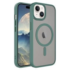 iPhone 15 Kılıf Mat Arka Yüzey Wireless Şarj Özellikli Flet Magsafe Kapak