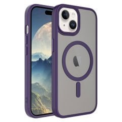 iPhone 15 Kılıf Mat Arka Yüzey Wireless Şarj Özellikli Flet Magsafe Kapak