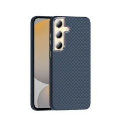 Samsung Galaxy S24 Plus Kılıf Kablosuz Şarj Özellikli Karbon Fiber Görünümlü Gros Kapak