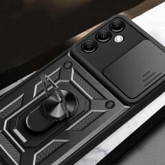 Samsung Galaxy A14 Tank Kılıf Magnetik Standlı Kamera Korumalı Sürgülü Vega Kapak