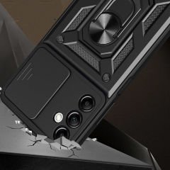 Samsung Galaxy A14 Tank Kılıf Magnetik Standlı Kamera Korumalı Sürgülü Vega Kapak
