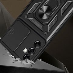 Samsung Galaxy A14 Tank Kılıf Magnetik Standlı Kamera Korumalı Sürgülü Vega Kapak