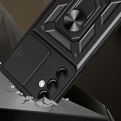 Samsung Galaxy A14 Tank Kılıf Magnetik Standlı Kamera Korumalı Sürgülü Vega Kapak