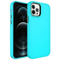 iPhone 12 Pro Max Kılıf Metal Çerçeve ve Buton Tasarımlı Sert Botox Kapak