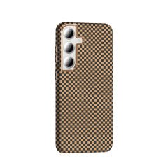 Samsung Galaxy S24 FE Kılıf Kablosuz Şarj Özellikli Karbon Fiber Görünümlü Gros Kapak