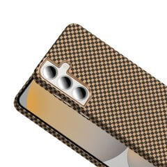 Samsung Galaxy S24 FE Kılıf Kablosuz Şarj Özellikli Karbon Fiber Görünümlü Gros Kapak