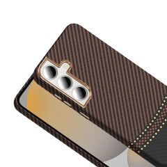 Samsung Galaxy S24 FE Kılıf Kablosuz Şarj Özellikli Karbon Fiber Görünümlü Gros Kapak