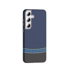 Samsung Galaxy S24 FE Kılıf Kablosuz Şarj Özellikli Karbon Fiber Görünümlü Gros Kapak