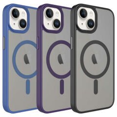 iPhone 14 Plus Kılıf Mat Arka Yüzey Wireless Şarj Özellikli Flet Magsafe Kapak