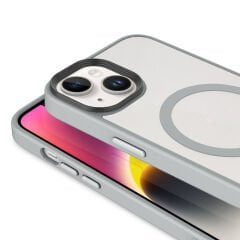 iPhone 14 Plus Kılıf Mat Arka Yüzey Wireless Şarj Özellikli Flet Magsafe Kapak