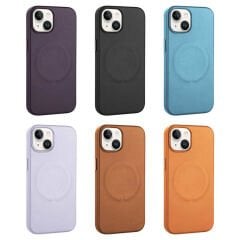 iPhone 14 Plus Kılıf PU Deri Magsafe Wireless Şarj Özellikli Derix Kapak