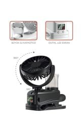 Dijital Ekranlı Şarjlı Hava Nemlendirici Mini Masa Fan Vantilatör