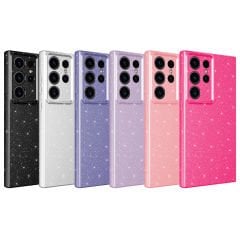 Samsung Galaxy S23 Ultra Kılıf Kamera Korumalı Simli Lüks Koton Kapak Kılıf